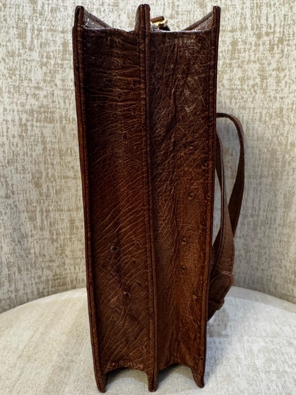 Fernberry Genuine Ostrich Leather Bag Vintage Brown Shoulder Clutch - Picture 6 of 7